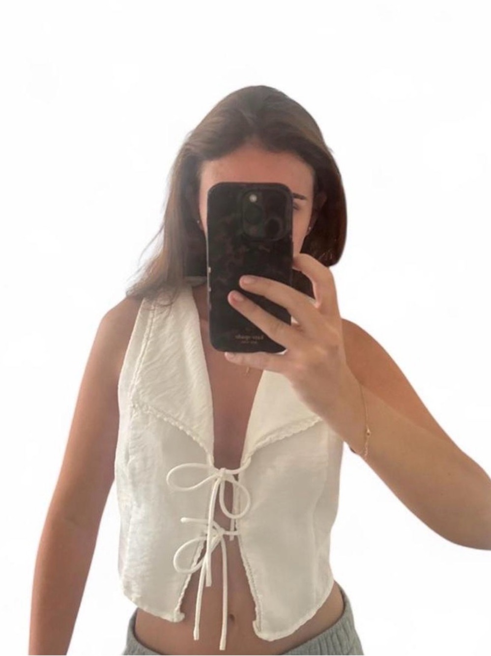 Altar'd State White Cropped Vest Top